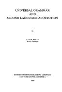 Cover image for Universal grammar and second language acquisition