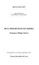 Cover image for De la mesure dans les termes