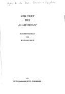 Cover image for Der Text des "Nilhymnus."