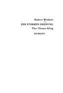 Der Stimmen Ordnung:  uber Thomas Kling