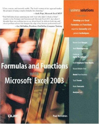 Cover image for Formulas and Functions with Microsoft Excel 2003 (Business Solutions)