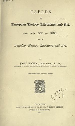 Tables of European history, literature, and art, from A.D. 200 to 1882