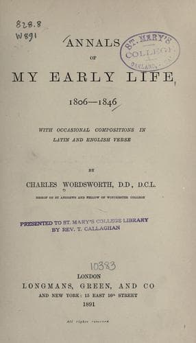Annals of my early life, 1806-1846