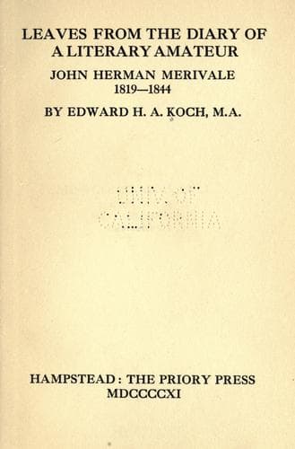 Leaves from the diary of a literary amateur