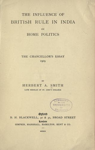 The influence of British rule in India on home politics