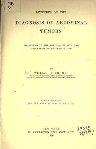 Lectures on the diagnosis of abdominal tumors