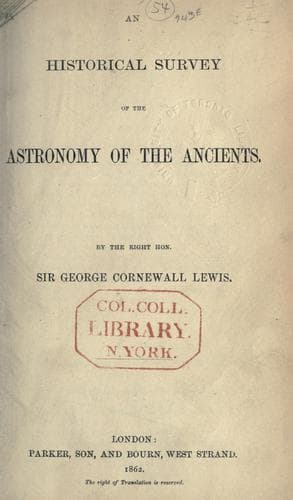 An historical survey of the astronomy of the ancients