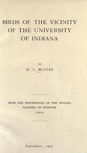 Birds of the vicinity of the University of Indiana