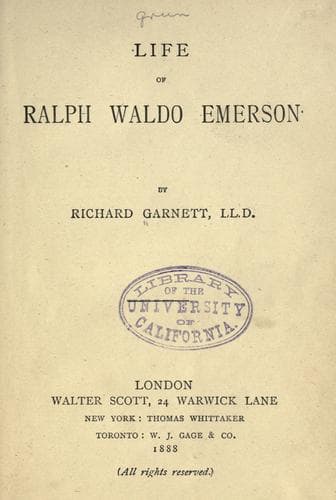 Cover image for Life of Ralph Waldo Emerson