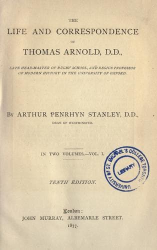 The life and correspondence of Thomas Arnold, D.D