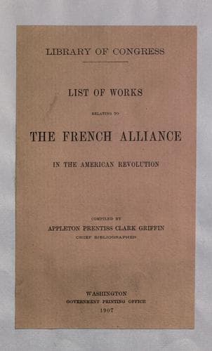 List of works relating to the French alliance in the American revolution