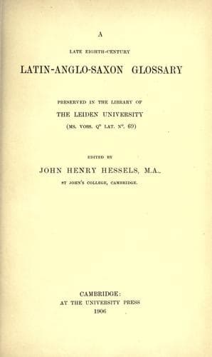 A late eighth-century Latin-Anglo-Saxon glossary