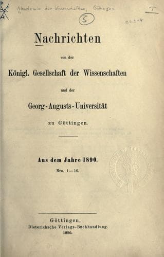 Nachrichten von der K. Gesellschaft der Wissenschaften und der Georg-Augusts-Universität