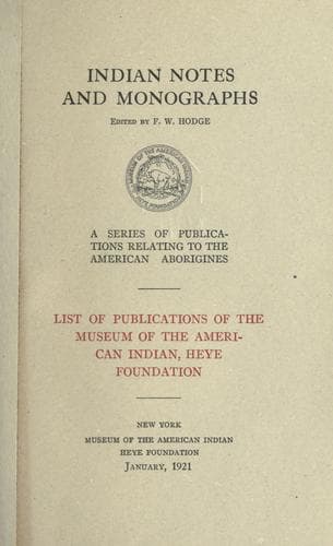 List of publications of the Museum of the American Indian, Heye Foundation