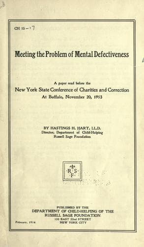 Meeting the problem of mental defectiveness