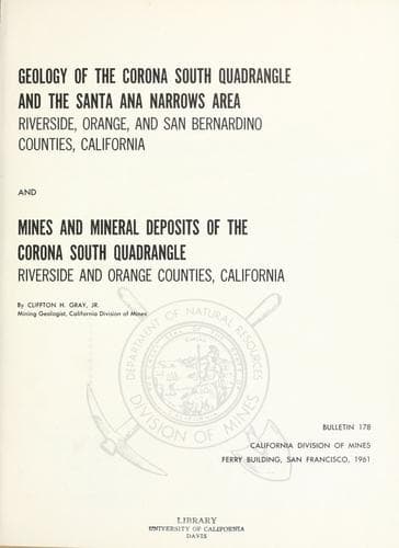 Geology of the Corona South quadrangle and the Santa Ana narrows area