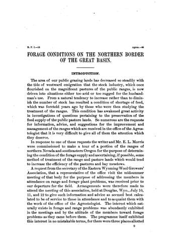 Forage conditions on the northern border of the Great basin