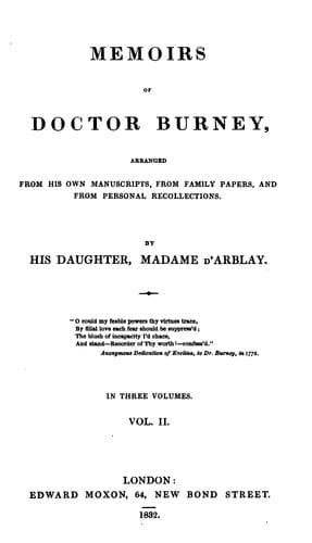 Cover image for Memoirs of Doctor Burney