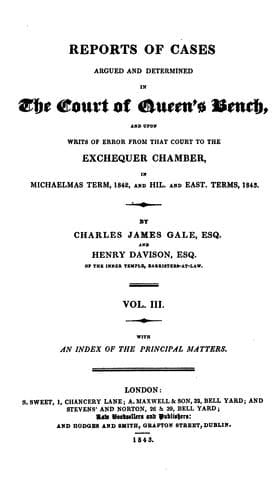 Reports of cases argued and determined in the Court of Queen's Bench
