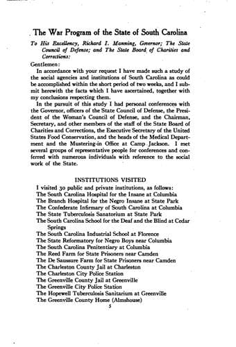 The war program of the state of South Carolina