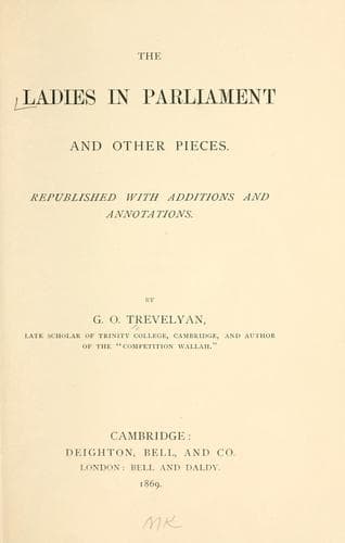 The ladies in Parliament, and other pieces