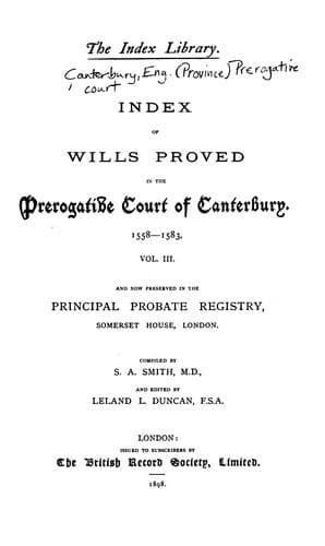Index of wills proved in the Prerogative court of Canterbury ..