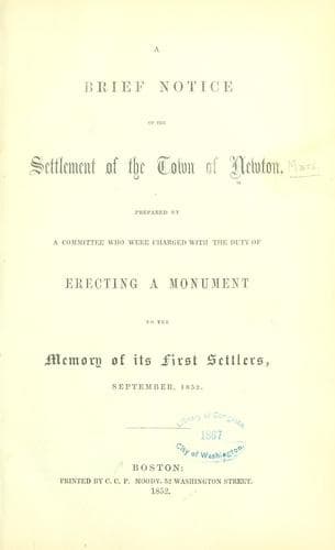 A Brief notice of the settlement of the town of Newton