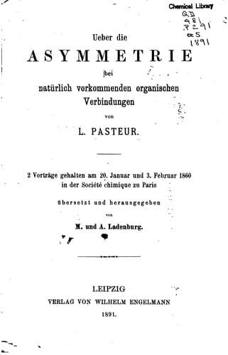 Ueber die Asymmetrie bei natürlich vorkommenden organischen Verbindungen