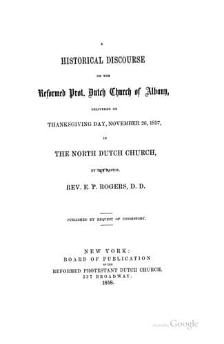 A historical discourse on the Reformed Prot. Dutch Church of Albany