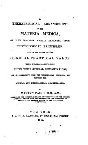 A therapeutical arrangement of the materia medica