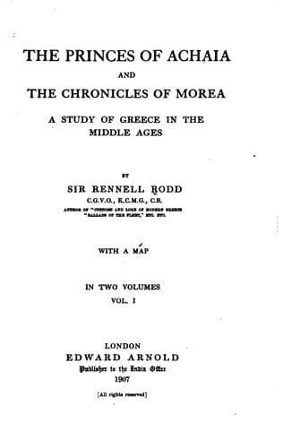 The princes of Achaia and the Chronicles of Morea
