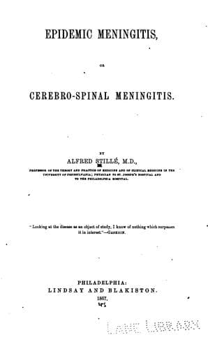 Epidemic meningitis; or, Cerebro-spinal meningitis