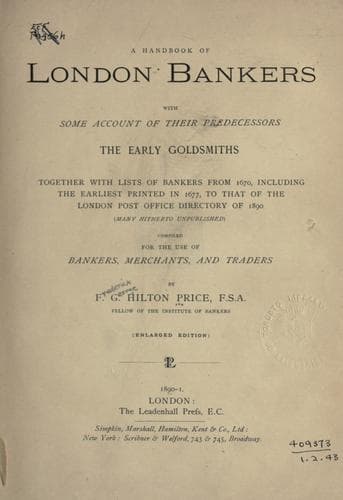 A handbook of London bankers