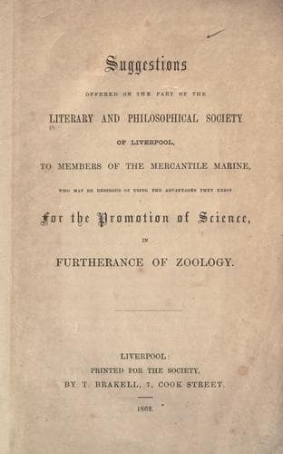 Suggestions offered on the part of the Literary and Philosophical Society of Liverpool