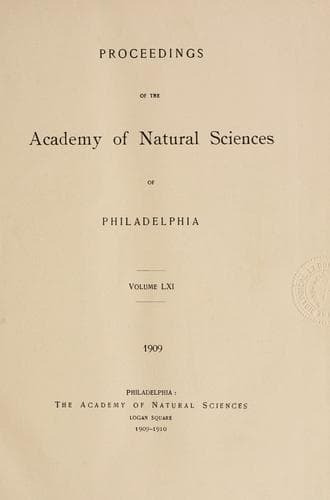 Proceedings of the Academy of Natural Sciences of Philadelphia, Volume 61