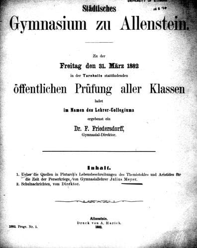 Ueber die Quellen in Plutarch's Lebensbeschreibungen des Themistokles und Aristides für die Zeit der Perserkriege