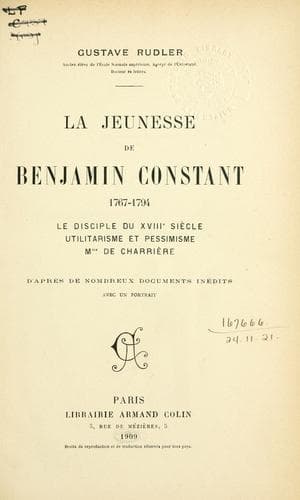 La jeunesse de Benjamin Constant, 1767-1794