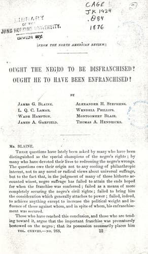 Ought the Negro to be disfranchised?