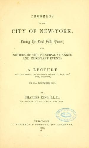 Progress of the city of New-York, during the last fifty years