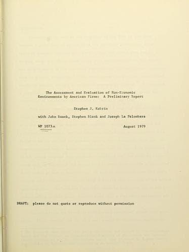 The assessment and evaluation of non-economic environments by American firms