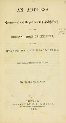 An address commemorative of the part taken by the inhabitants of the original town of Leicester