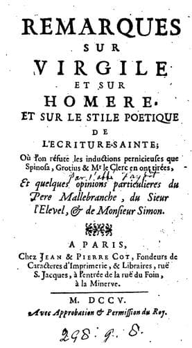 Remarques sur Virgile et sur Homere