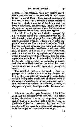 Biographical memoirs of the rev. Sneyd Davies, in a letter to mr. Nichols
