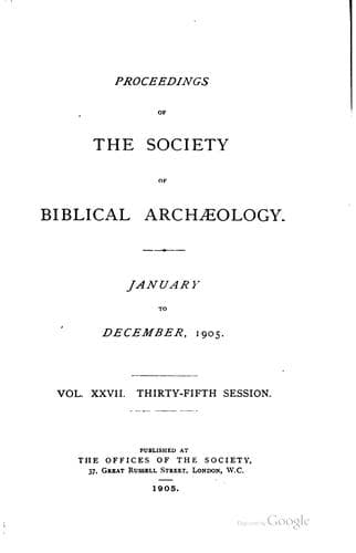 Proceedings of the Society of Biblical Archaeology