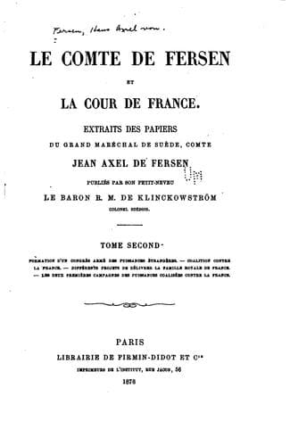 Le comte de Fersen et la cour de France