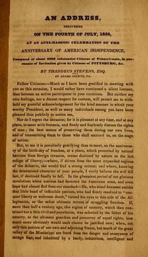 An address delivered on the Fourth of July, 1835