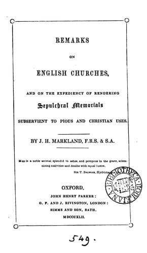 Remarks on English churches, and on the expediency of rendering sepulchral monuments subservient ..