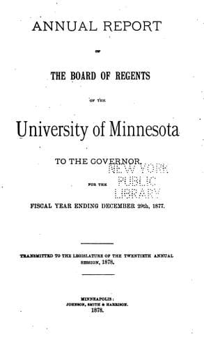Annual Report of the Board of Regents of the University of Minnesota to the Governor for the ...