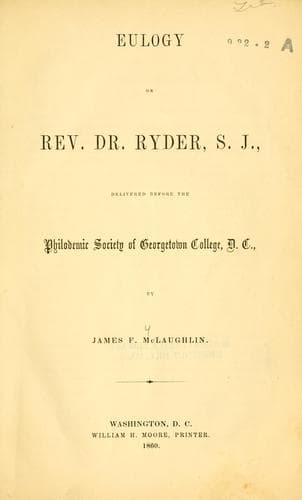 Eulogy on Rev. Dr. Ryder, S.J.