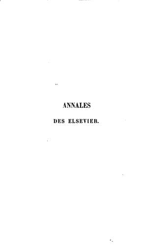 Annales de l'imprimerie des Elsevier